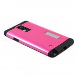 Wholesale Samsung Galaxy Note 4 Slim Fit Armor Hybrid Kickstand (Hot Pink)